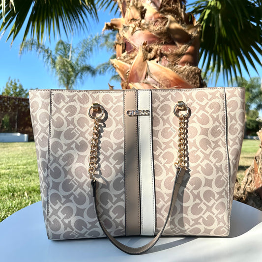 Tote Bag Monograma Letras  -Beige con café